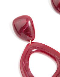 Red Acrylic Organic Open Square Oval Drop Earrings - link has visual effect only