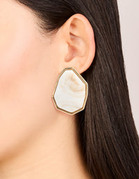 Gold Geometric Stone Stud Earrings - link has visual effect only