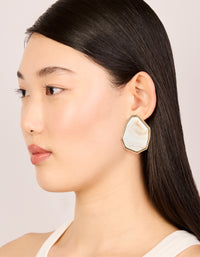 Gold Geometric Stone Stud Earrings - link has visual effect only