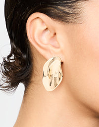 Gold Molten Oval Stud Earrings - link has visual effect only