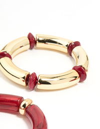 Gold Red Stretch Bangles 3-Pack - link has visual effect only