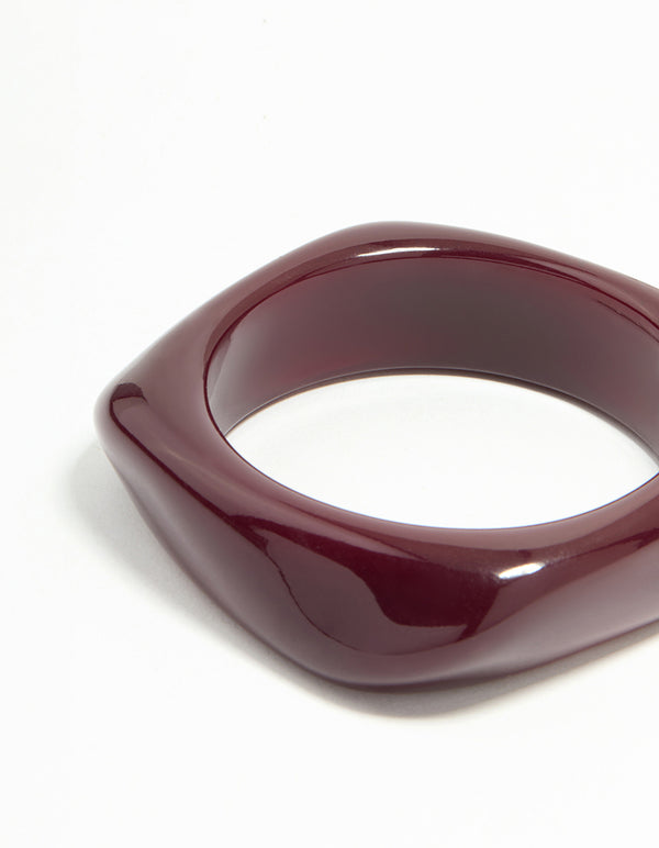 Dark Red Acrylic Square & Oval Bangle