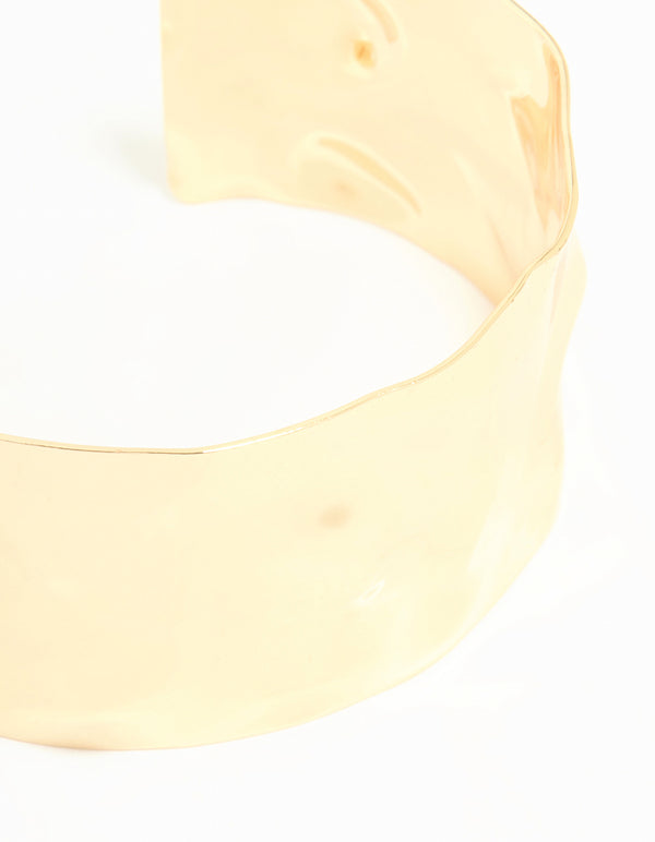 Gold Hammered Classic Wrist Cuff
