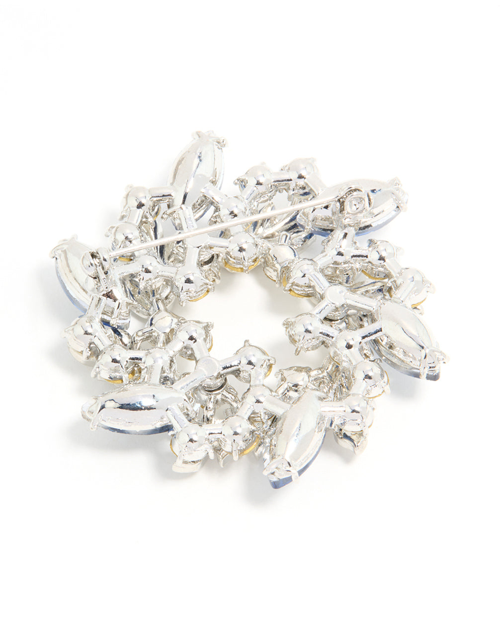 Silver Diamante Wreath Brooch