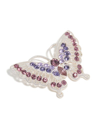 Silver Purple Diamante Butterfly Brooch - link has visual effect only