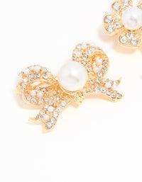 Gold Pearl Bow & Flower Brooches 3-Pack - link has visual effect only