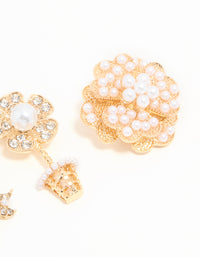 Gold Pearl Bow & Flower Brooches 3-Pack - link has visual effect only