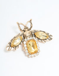Antique Gold Diamante Bee Brooch - link has visual effect only