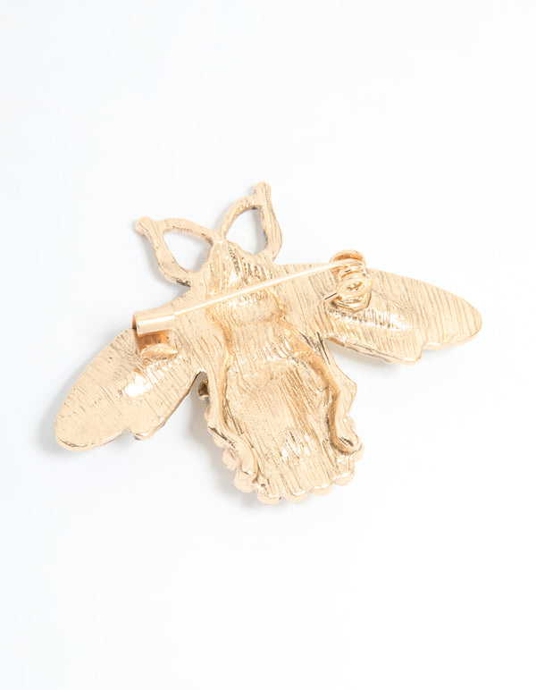 Antique Gold Diamante Bee Brooch