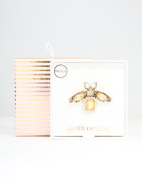 Antique Gold Diamante Bee Brooch - link has visual effect only