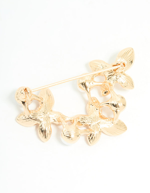 Gold Diamante Butterfly Trio Brooch