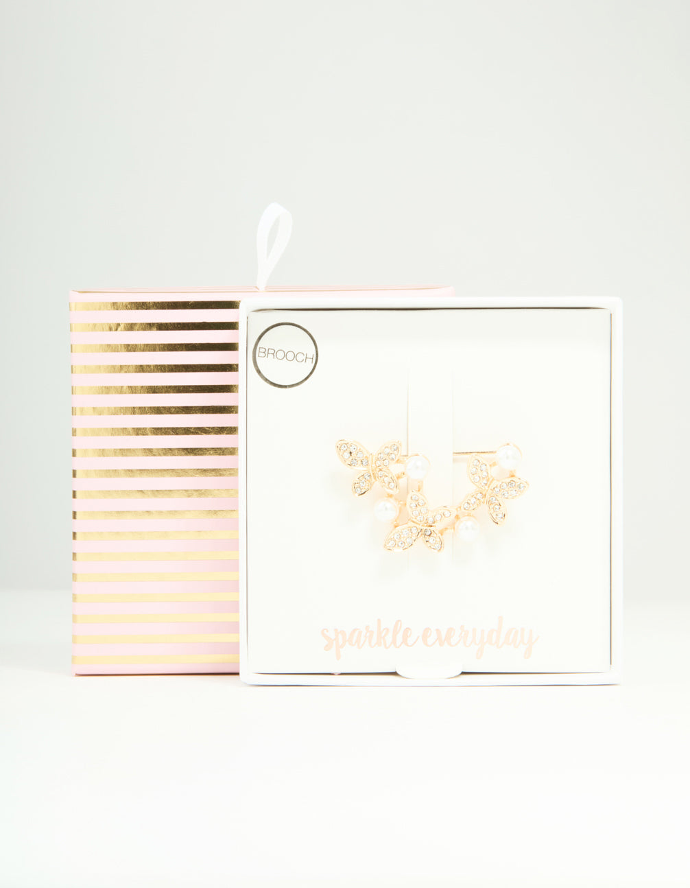 Gold Diamante Butterfly Trio Brooch