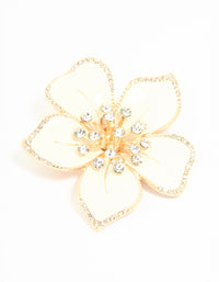 Gold White Flower Brooch - link has visual effect only