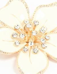 Gold White Flower Brooch - link has visual effect only