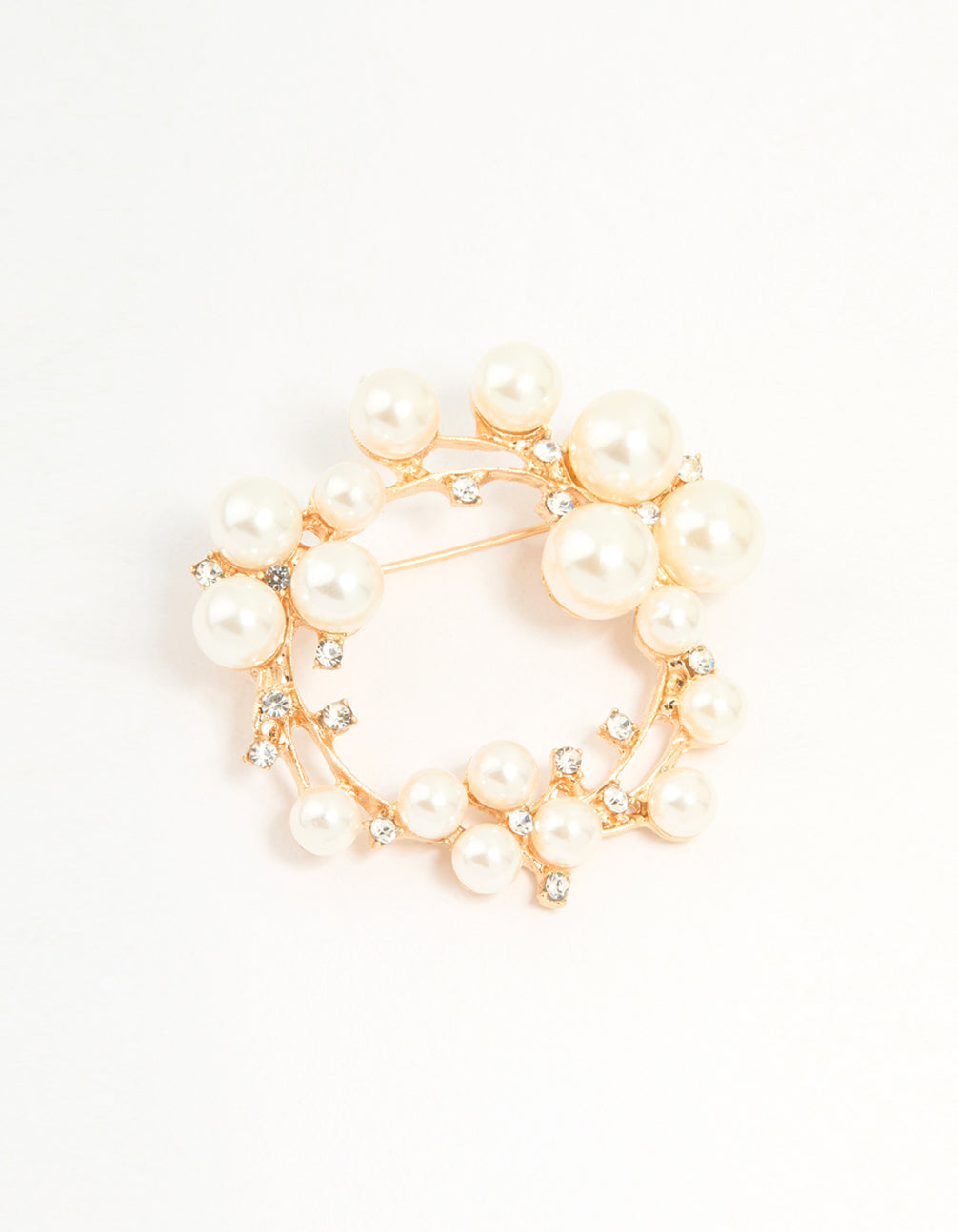 Gold Pearl Wreath Brooch