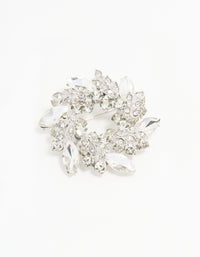 Silver Diamante Leaf Round Brooch - link has visual effect only