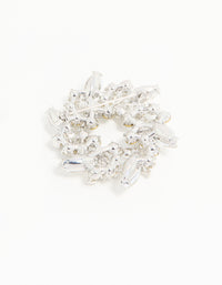 Silver Diamante Leaf Round Brooch - link has visual effect only