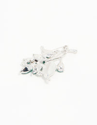 Silver Green Diamante Leaf Brooch - link has visual effect only