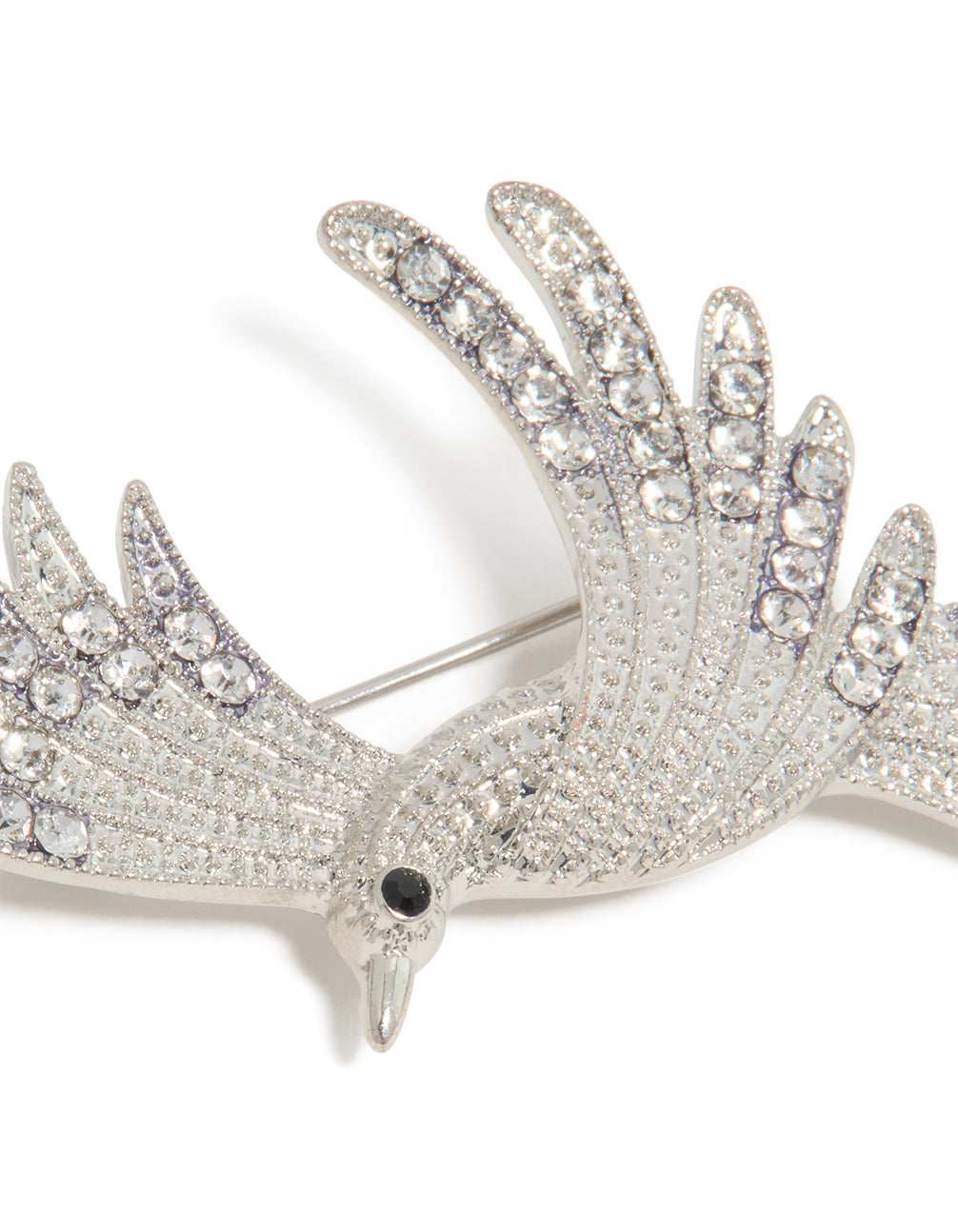 Silver Diamante Bird Brooch