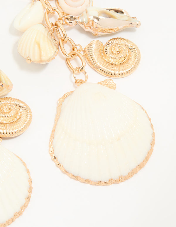 Gold Genuine Shell Drop Earrings