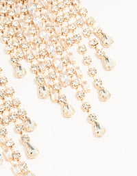 Gold Diamante Drop Long Earrings - link has visual effect only