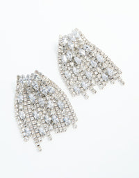Silver Diamante Chain Drop Earrings - link has visual effect only