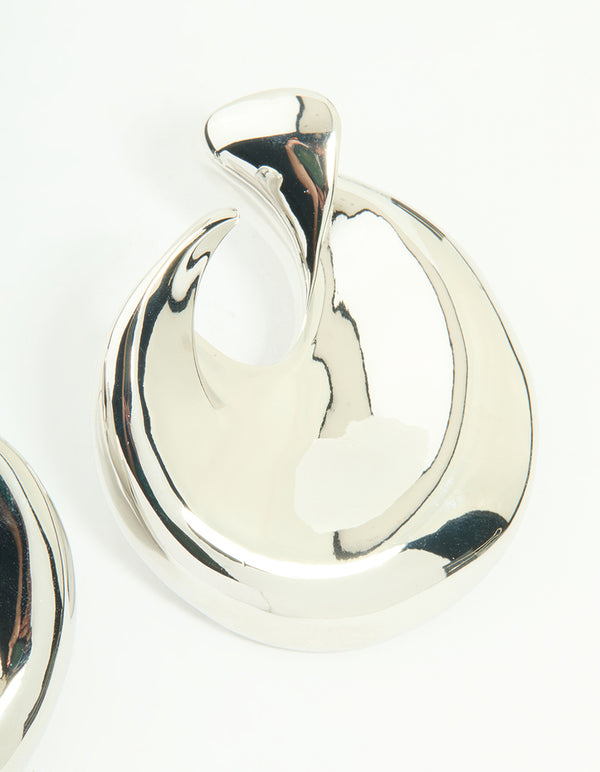 Silver Smooth Stud Earrings