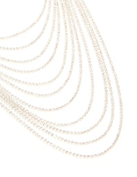 Silver Diamante Long Layered Chain Necklace - link has visual effect only