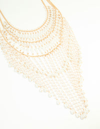 Gold Pearl Diamante Drop Statement Necklace - link has visual effect only