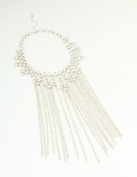 Silver Diamante Fringe Large Necklace - link has visual effect only