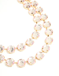 Gold Pink Diamante Statement Necklace - link has visual effect only