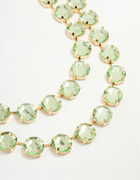 Gold Pale Green Diamante Statement Necklace - link has visual effect only