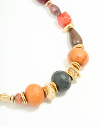 Worn Gold Multicoloured Beaded Layered Long Necklace - link has visual effect only