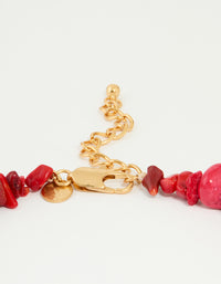 Worn Gold Multicoloured Semi-Precious Beaded Necklace - link has visual effect only