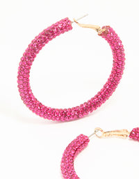 Gold Pink Diamante Hoop Earrings - link has visual effect only