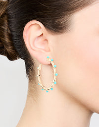 Gold Turquoise Ball Hoop Earrings - link has visual effect only