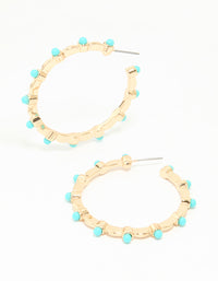 Gold Turquoise Ball Hoop Earrings - link has visual effect only