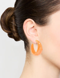Orange Acrylic Chunky Medium Hoop Earrings - link has visual effect only