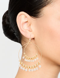 Gold Beaded Diamante Boho Hoop Earrings - link has visual effect only