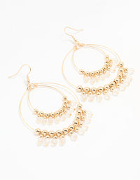 Gold Beaded Diamante Boho Hoop Earrings - link has visual effect only