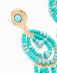 Gold Blue Beaded Teardrop Drop Earrings - link has visual effect only