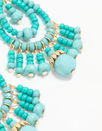 Gold Blue Beaded Teardrop Drop Earrings - link has visual effect only