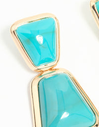 Gold Blue Stone Statement Drop Earrings - link has visual effect only