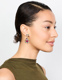 Gold Multicoloured Diamante Teardrop Drop Earrings - link has visual effect only