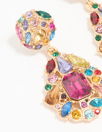 Gold Multicoloured Diamante Teardrop Drop Earrings - link has visual effect only