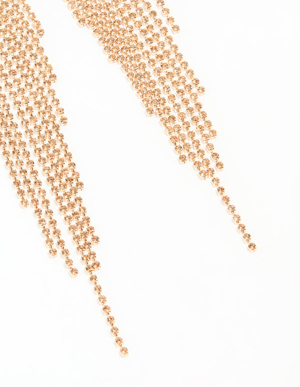 Gold Cupchain Fringe Drop Earrings