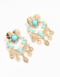 Antique Gold Turquoise Heart Drop Earrings - link has visual effect only