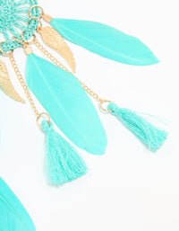 Blue Feather Dreamcatcher Drop Earrings - link has visual effect only