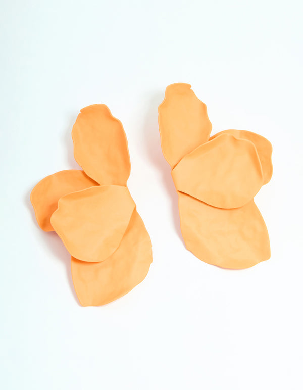 Orange Coated Flower Petal Drop Earrings
