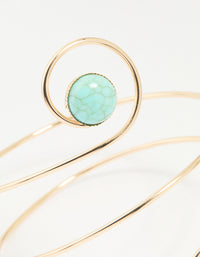 Gold Turquoise Swirl Stone Arm Cuff - link has visual effect only